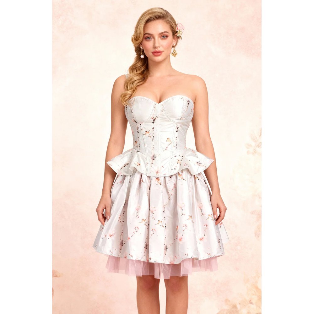 Attitude Corsets - Amelie Floral Corset Coord set - Grey